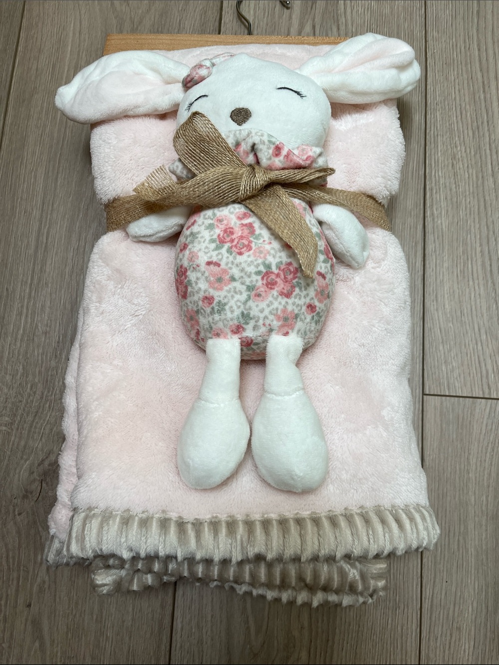 New! Chick pea set girl Newborn gift Plush Bunny Baby Blanket  30 x 36- Soft Pin